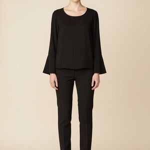 Charlotte Russo Black Relaxed Long Sleeve Blouse